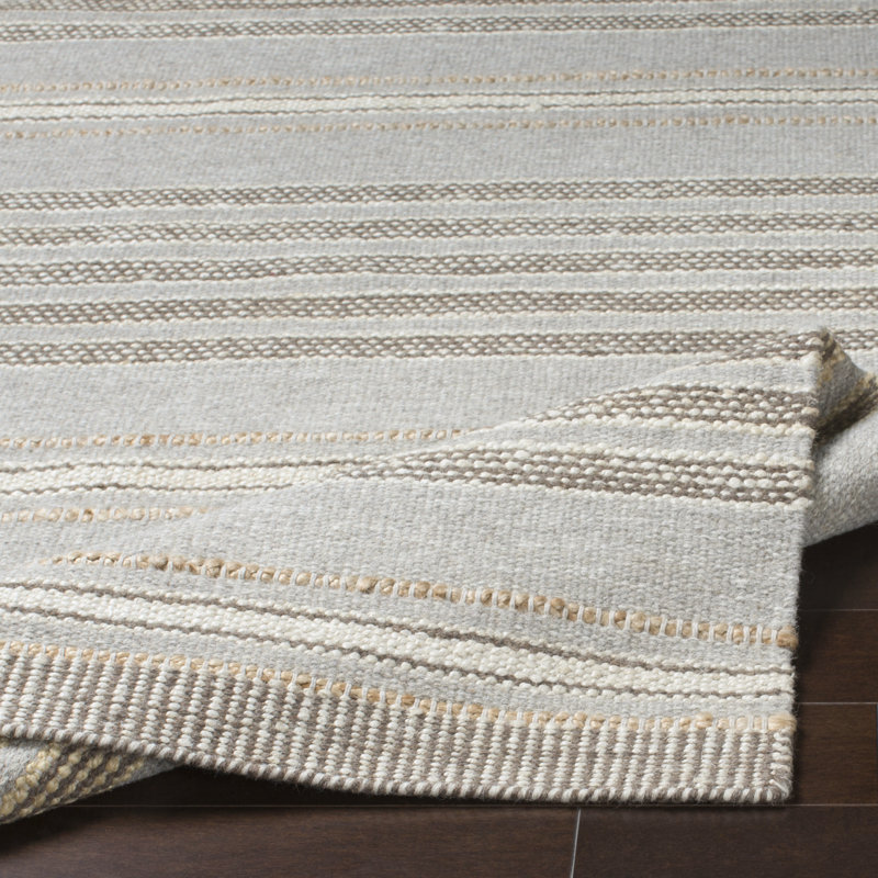 Portia Striped Flatweave Taupe/Gray Area Rug, Rectangle 2' x 3'