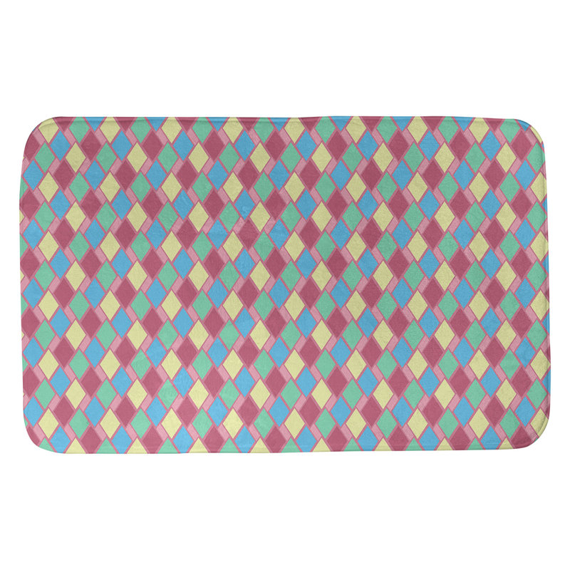 Leffel Memory Foam Non-Slip Bath Rug, 17" W x 24" L, Pink/Cream