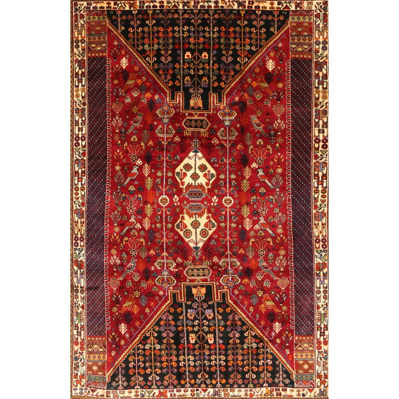 Tapis traditionnel rouge / beige Burzdak, Rectangle 5 pi x 7 pi