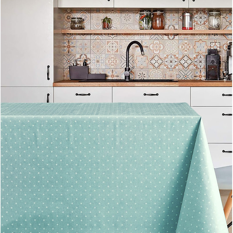 Knowle Rectangle Dots Polyester Tablecloth, Blue