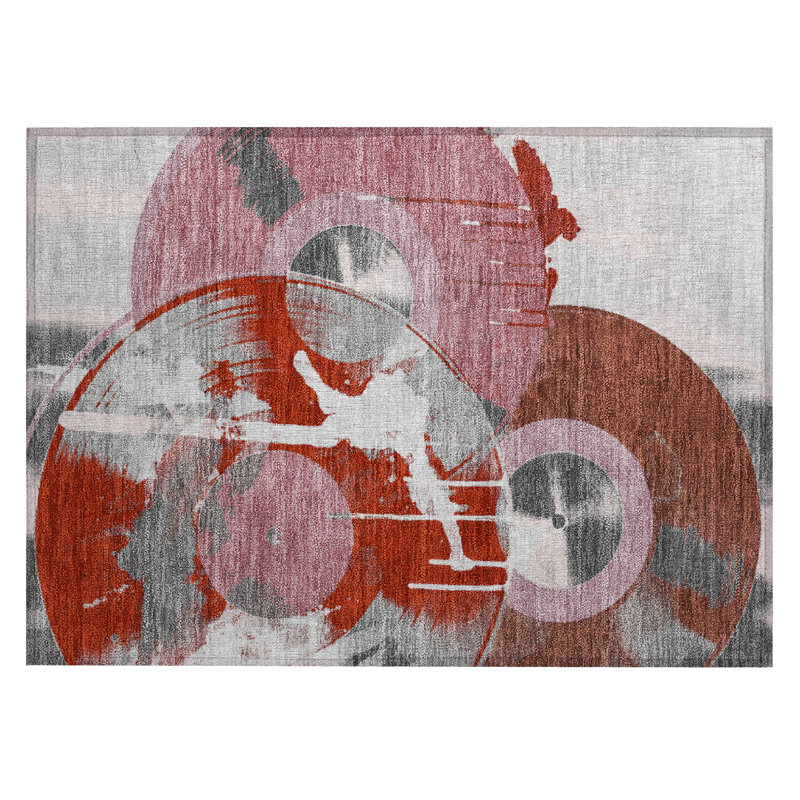 Machine Washable Indoor/Outdoor Chantille ACN2612 Novelty Rug, 1'8" x 2'6", Red