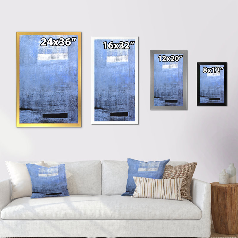 «Colorfields in Blue and Grey», reproduction de photo sur toile, H 20 po x l 12 po x P 1 po, Cadre photo noir