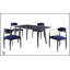 Ensemble de salle à manger 5 pièces moderne avec table en pierre frittée blanche et chaises rembourrées en tissu bleu-366416244-366416246