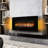 Curved Front Wall Mounted Fireplace - 1400W Electric Heating, 8 Ember Bed Colors, 33.81 Lb Weight, Tempered Glass & Sheet Metal 48 Inch 5000 /H Heat, 11 Temperature Settings, Multi Color Flame,