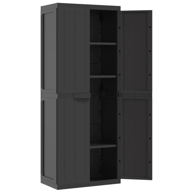 Plastic Single Storage Cabinet ( 165cm H x 65cm W x 37cm D), Black