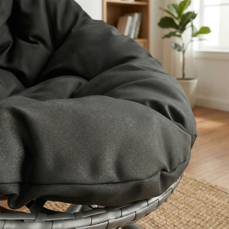 Fauteuil œuf pliable en rotin en PE avec support pour une utilisation intérieure et extérieure