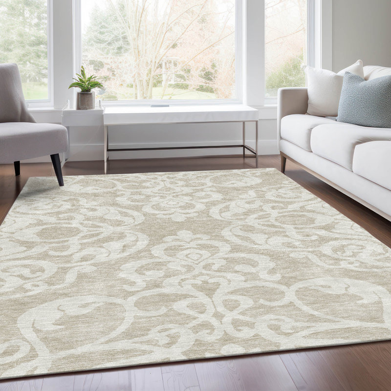 Premium Machine Washable Prisco Beige Rug, Rectangle 8' x 10'