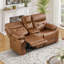 Ensemble de salon 2 pièces inclinable électrique capitonné moderne: chaise simple en cuir fleur + causeuse avec port USB, porte-gobelets et console de rangement-1497317087
