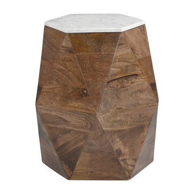 Table d'appoint biseau blanc et noyer