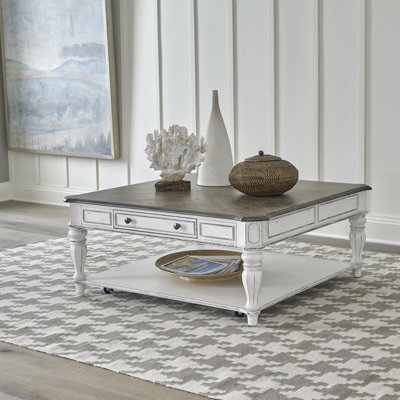 Colchester Oversized Square Cocktail Table w/ 1 Drawer & Casters