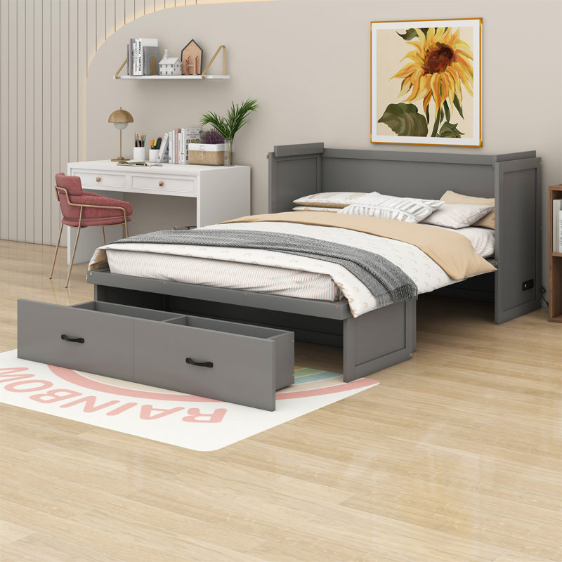 Lit escamotable Emmaree, Gris, Grand