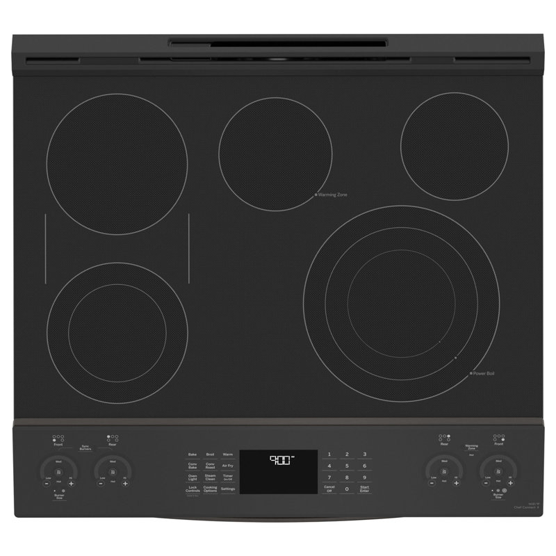 GE Profile Smart Appliances 30" 5.3 cu.ft. Slide-in Electric Range, Black Stainless