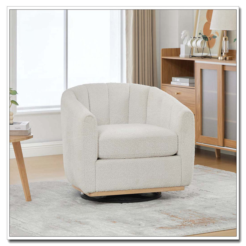 Fauteuil pivotant en chenille 31,89 po, Ivoire ivoire