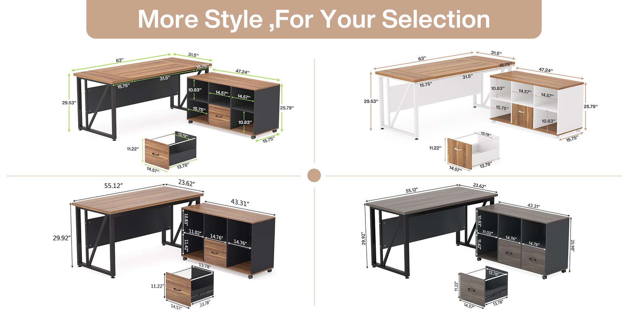 Inbox Zero Dineke L-Shape Executive Desk with Cabinet