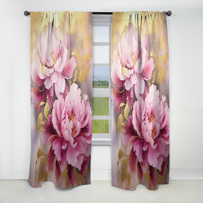 Callery - Peonies Curtain - Blackout Floral Curtain - 1 Panels