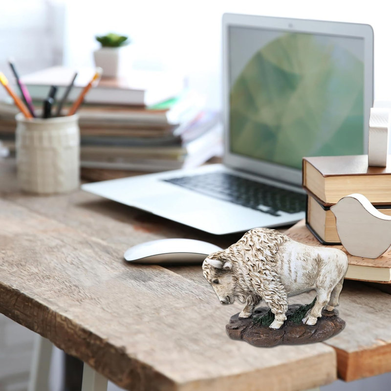 Figurine de bison en résine rustique Western