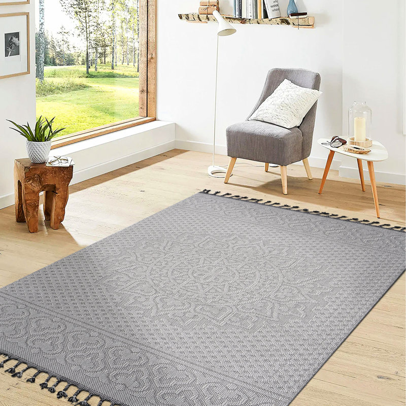 4x6 Medallion Indoor Rug White/ - Soft Underfoot, Non-shedding, For Nursery Area To Stains, Long-lasting, Home Office
