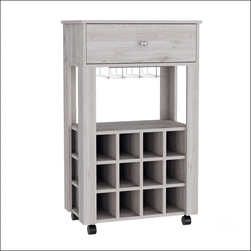 1-Drawer 12-Bottle Wine Cabinet, Light Gray