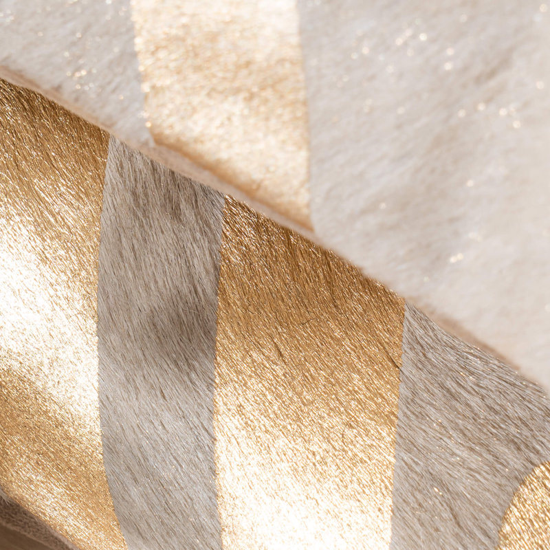Zebra Cowhide Pillow, Gold