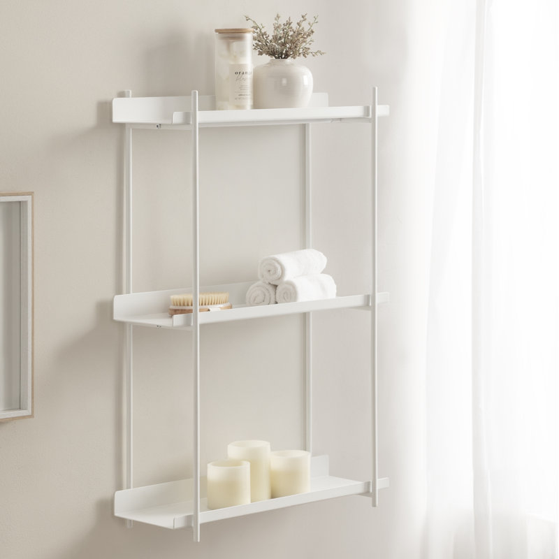 Bellamy Rectangular Metal Floating Shelf, White