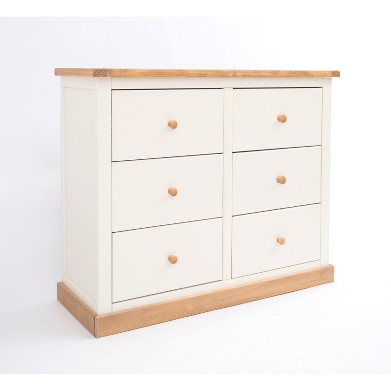 Levasy 110cm W 6 - Drawer Chest of Drawers, Waxed Pine