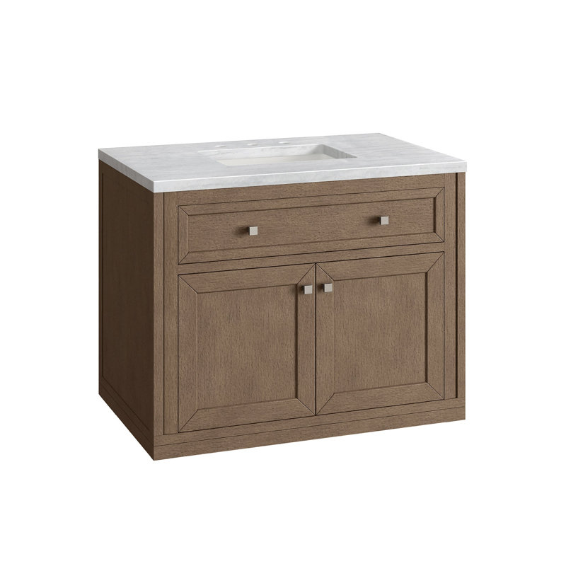 Chicago 36' W Single Vanity, Smokey Celadon, White Zeus Quartz, 8" Widespread