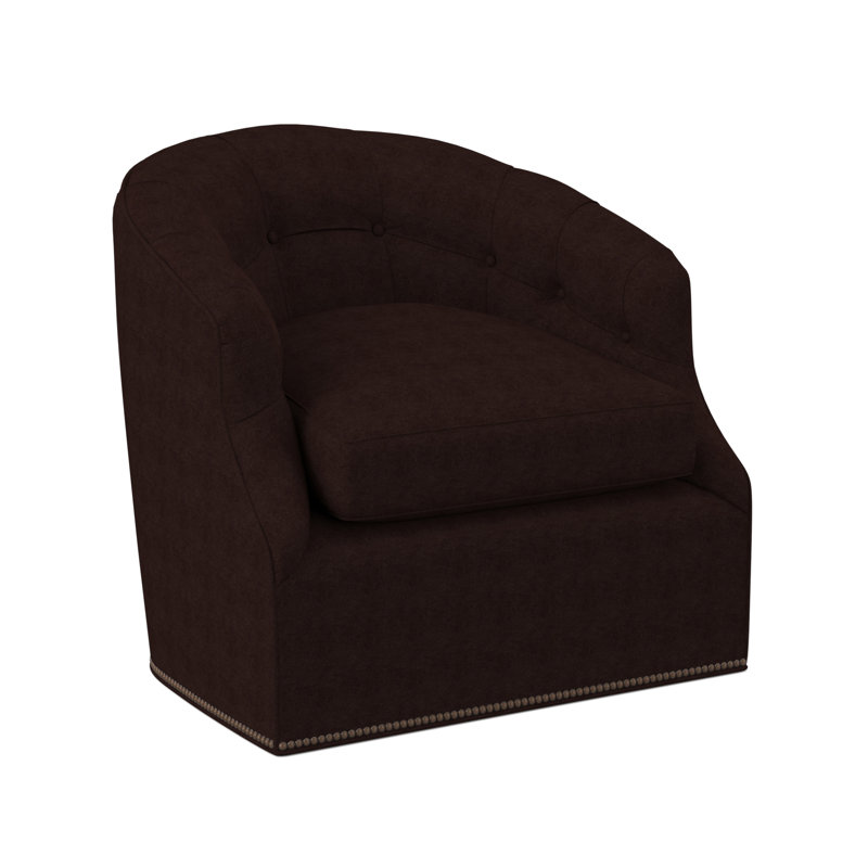 Chaise pivotante Calvert, Laiton délavé petit, Mélange de polyester acajou Margaret