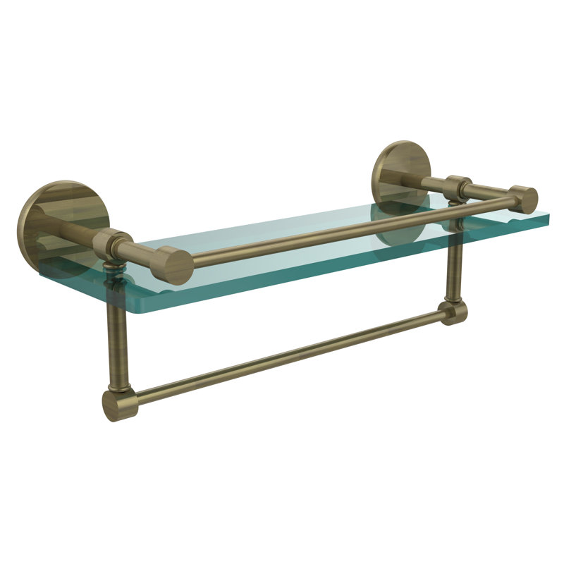 Dalston Bracket Shelf with Towel Bar, Antique Brass