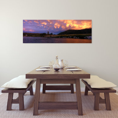 Firehole River, parc national de Yellowstone, Wy, États-Unis, paysage contemporain abstrait, art mural coucher de soleil