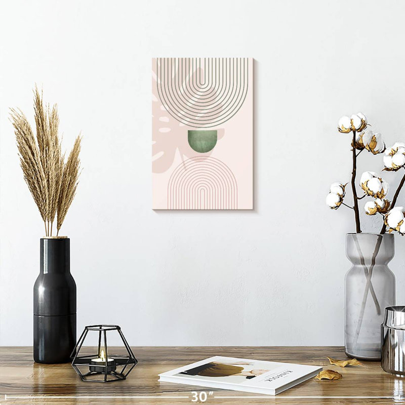 Avery rose vert Mid-Century botanique I, H 12 po x l 8 po
