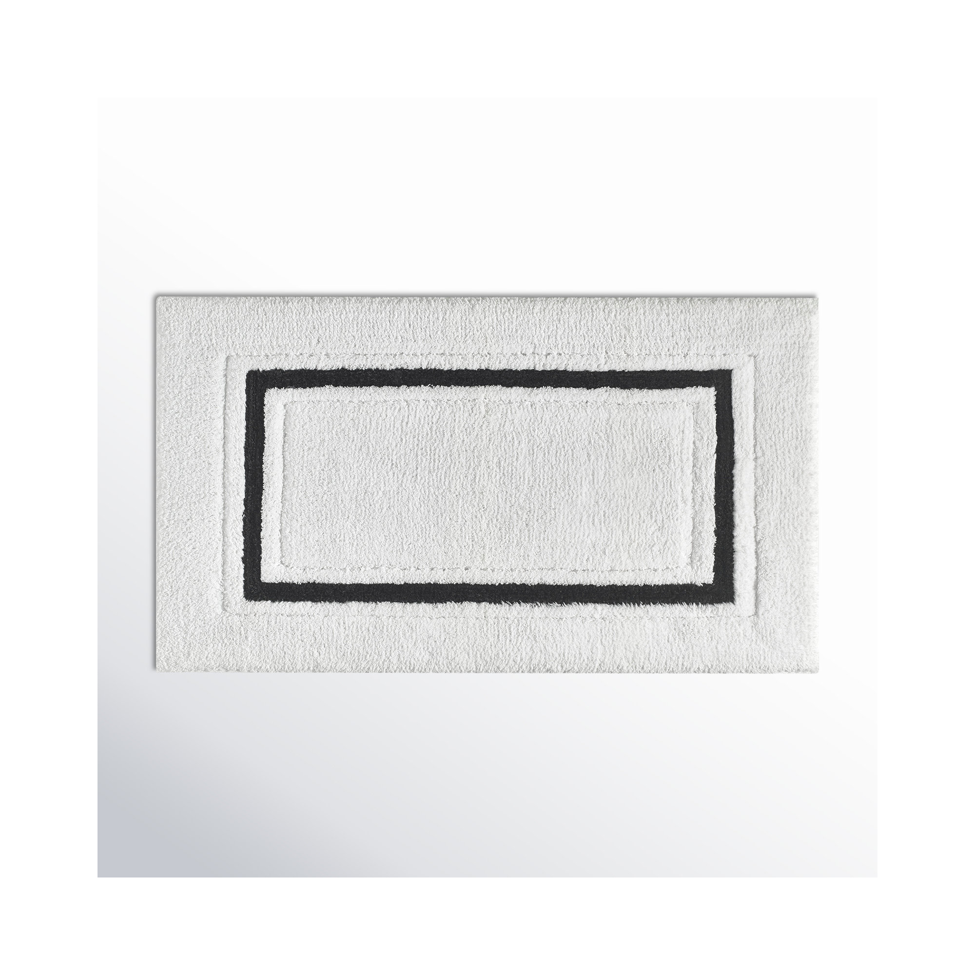 Louise Cotton Blend Non-Slip Bath Rug, 20" W x 30" L, White/Black