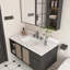 Comptoir de meuble-lavabo 43 po, comptoir blanc avec 3 trous de robinet pré-percés, comptoir de salle de bain avec lavabo central rectangulaire encastré et dosseret de 4 po de hauteur, Bianco Carrara Venato
