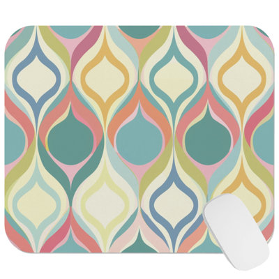 Abstract Retro Hippie Groovy 70s Pattern VIII Retro Gaming Cute Office Laptop Desk Pad Gift Mat Square Rectangle Non-Slip Mousepad