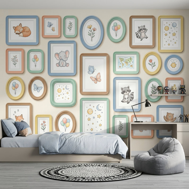 Papier peint carte du monde chambre d'enfant, Texturé non collé, 140 po x 108 po