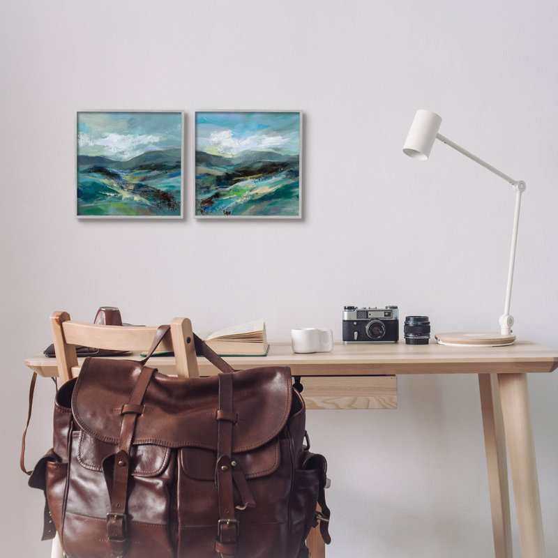 «Modern Mountain Horizon Scene», ensemble de 2 estampes numériques par Silvia Vassileva, H 12 po x l 12 po x P 1,5 po