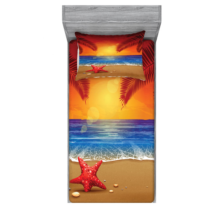 Tropical Microfiber Sheet Set, Twin XL Sheet Set with Fitted Sheet