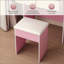 Petit bureau de coiffeuse avec miroir et lumières DEL réglables, prise de courant intégrée et rangement dissimulé, comprend tabouret et tablette rembourrés, coiffeuse pour petites chambres