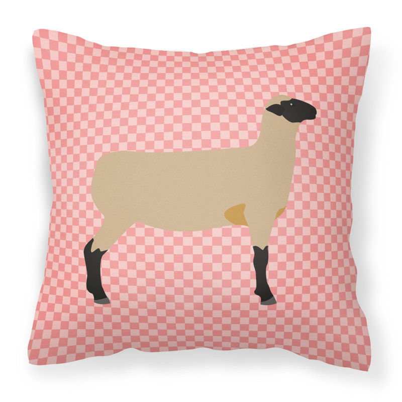 Coussin décoratif d’extérieur en tissu ovin check, Rose, 18 po x 18 po
