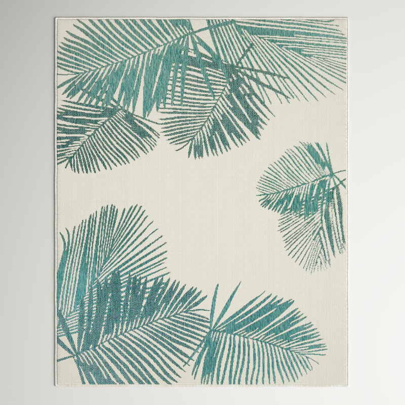 Tapis intérieur / extérieur turquoise Saldanha, Rectangle 3 pi 3 po x 4 pi 11 po