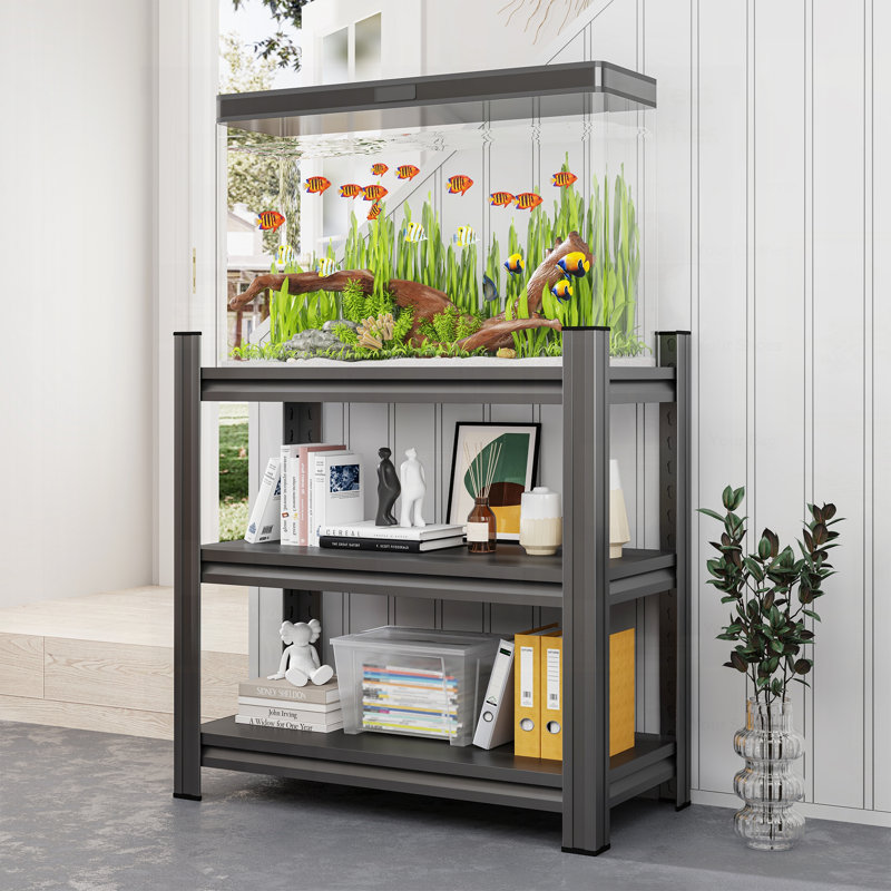 Étagère de rangement en métal à 3 niveaux, support d'aquarium multi-usage 5-10 gallons et petit support pour cage de reptile pour la maison et le bureau, assemblage facile requis