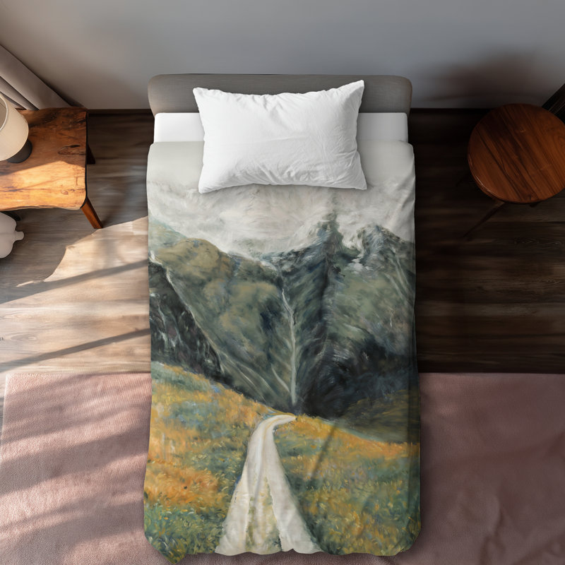 Mountainous Landscape Orange Duvet Cover | Home Decor Accent