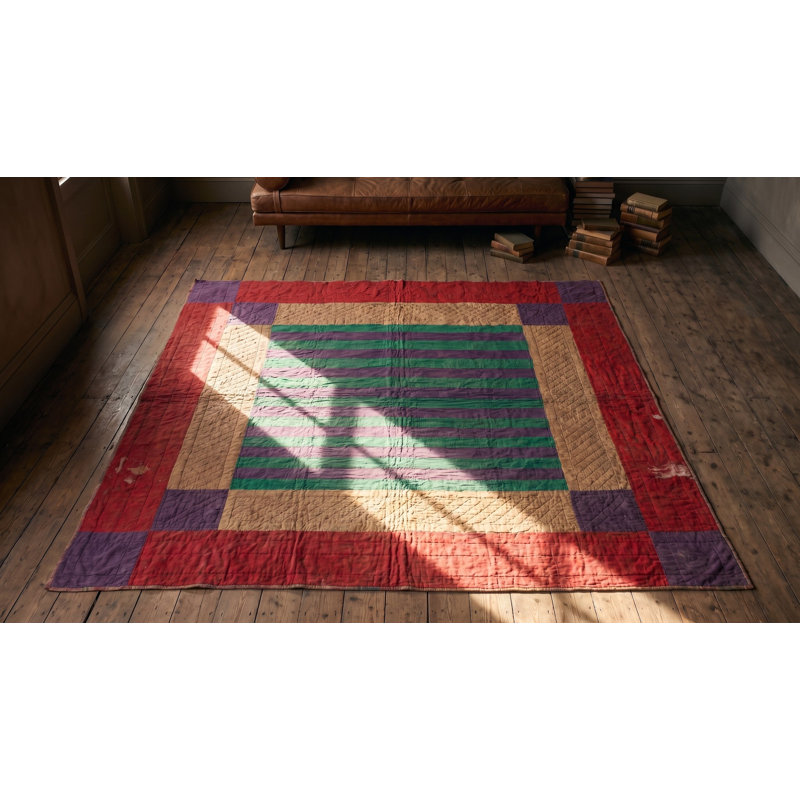 Antique Quilt America Multicolor 1900s Multicolor Rug