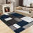 Modern Geometric Boxes Navy Area Rug, Non-Shedding Carpet For Living Room, Bedroom, Or Dining Room-1036602549