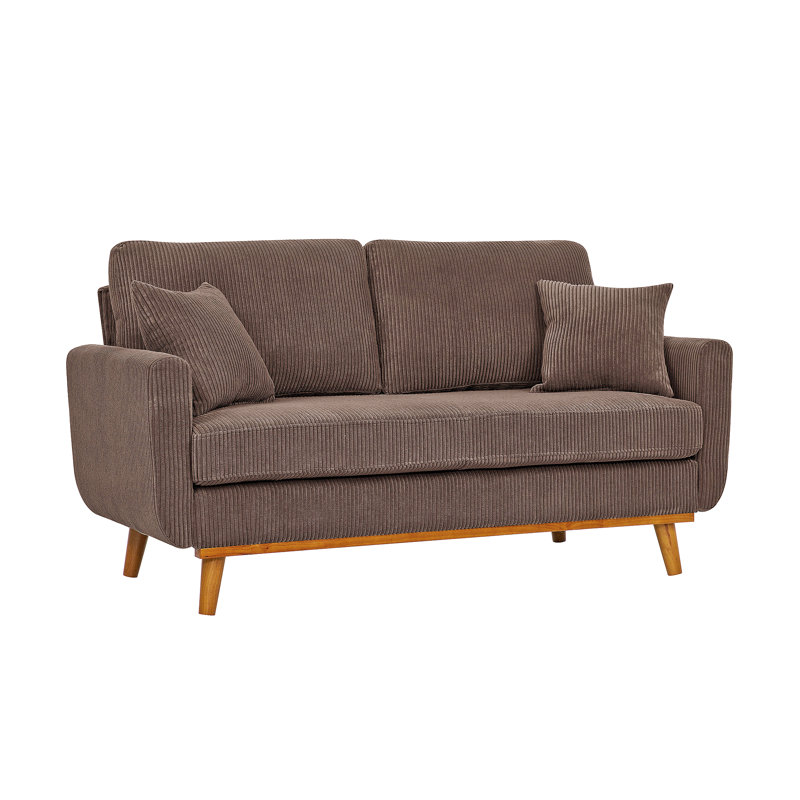 Causeuse en tissu avec accoudoirs et coussins décoratifs Corduroy, Brown