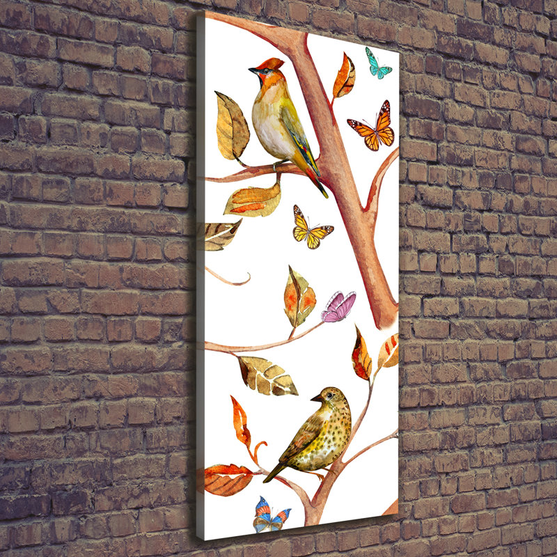 Birds Butterflies Leaves - Wrapped Canvas Print