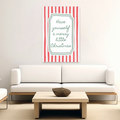 Merry Little Christmas Quote Traditional Abstract Winter Wall Art Print