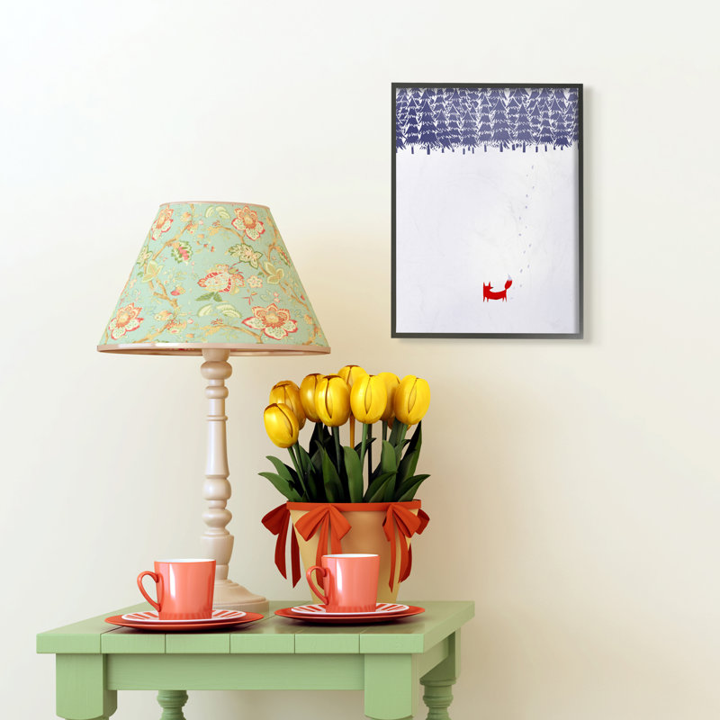 Décoration murale pour enfants Allain Minimal Fox in the Snow, H 30 po x l 24 po x P 1,5 po, Giclée encadrée noir minuit
