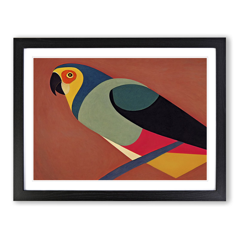 XH1022-6786X Parrot Abstract Vol.2 1 Piece Single Picture Frame Wall Art, 25cm H x 34cm W x 2cm D, Black