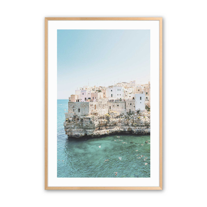 «Ocean's Edge I Print», dans un cadre en érable brut, Érable brut encadré, H 15 po x l 12 po x P 1,25 po