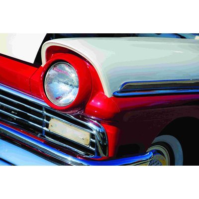 " Red And White Vintage Car "